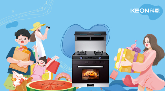 夏日聚餐，最怕“廚房桑拿”，科恩集成灶S400，一鍵智能蒸烤，美味即刻上桌！